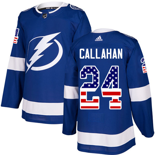 Adidas Lightning #24 Ryan Callahan Blue Home Authentic USA Flag Stitched NHL Jersey